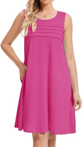 Image of CHICGAL Womens Summer Dresses Casual Loose Pleated Front Tshirt Sleeveless Tank Sundresses with Pockets 2026