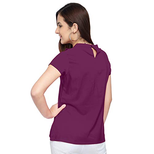 Image of OOMPH! Women's Crepe Ruffeld Top - Rouge Pink