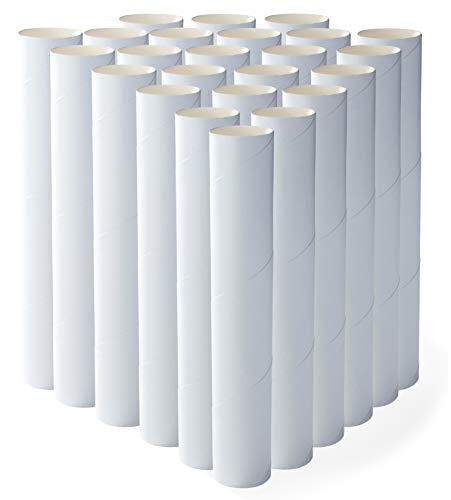 Genie Crafts 24-Pack Craft Rolls - 10 Inch Paper Cardboard Tubes for Kids, DIY, Classroom and Art Projects, White