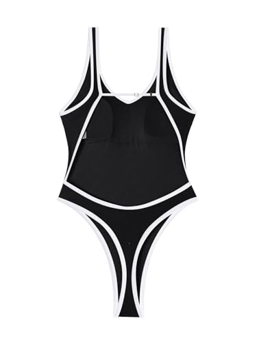 Image of Foxiny Sexy Backless Cheeky High Cut Leg Thong V Neck One Piece Swimsuit
