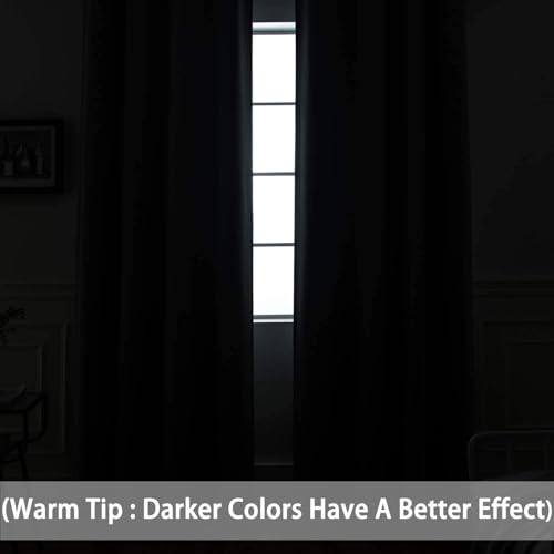 Yakamok Room Darkening Gray Blackout Curtains Thermal Insulated Grommet Curtain Panels for Bedroom, 42W x 72L, Grey, 2 Panels