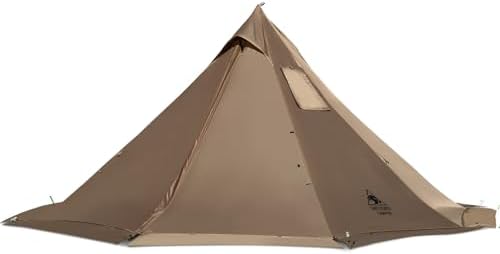 OneTigris Smokey HUT Hot Tent with Stove Jack, Ultralight 4 Season Tipi Tent with Snow Skirt & Detachable Floor for Camping, Hiking, Bushcraft, Backpacking