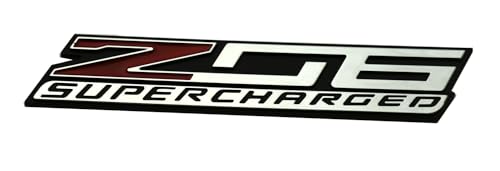 Image of 2Pcs New Z06 Blown Supercharged Engine Emblems 3D Badges Nameplate Compatible with Chevy Corvette (Chrome Red)