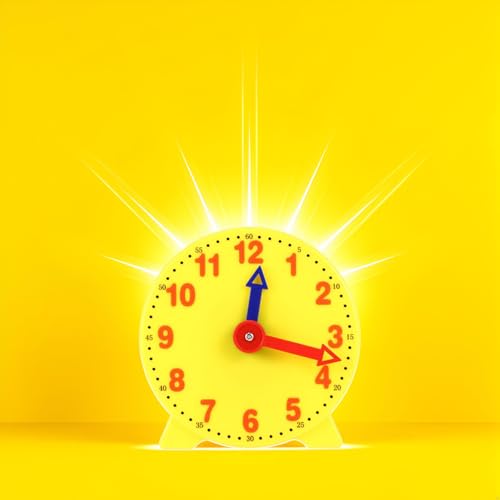 Image of Yellow 4 Inch Learning Clock Time Model Teacher Gear Clock 12 /24 Hour Learning Tools Activity Toys