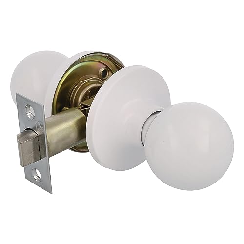 Amig - Pomo Puerta Interior - Con Picaporte de Entrada 60/70 mm - Pomo de Bola en Ambos Lados - Para Puertas de Paso de Madera de 35 a 45 mm - Latón Blanco