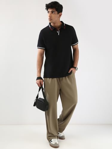 Image of Urbano Fashion Men's Solid Regular Fit Half Sleeve Cotton Polo T-Shirt