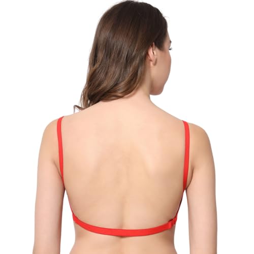 Image of Be-Wild Full Coverage Non Padded Backless Transparent Strap Bra for Women and Girls /Ladies /Black /Cotton /Casual /t-Shirts /Everyday /Regular /Bras