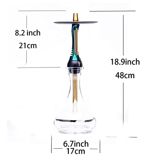 Shisha Komplett Set Edelstahl, Stainless Steel Hookah Mit Silikonschlauch Tabakkopf Kohlezange (Black) – Bild 5