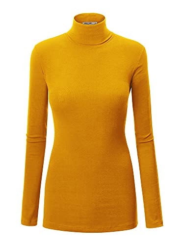 Image of Lock and Love Women's Turtleneck Top Lightweight Long Sleeve Slim Fit Pullover, Soft Rayon Stretch Layering Basic, S-3XL