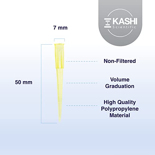 Image of Kashi Scientific 200uL Universal Non-Filter Pipette Tips, Sterile Low Binding Yellow Pipet Tips with Graduation, DNase /RNase Free [200uL, 1000pcs]