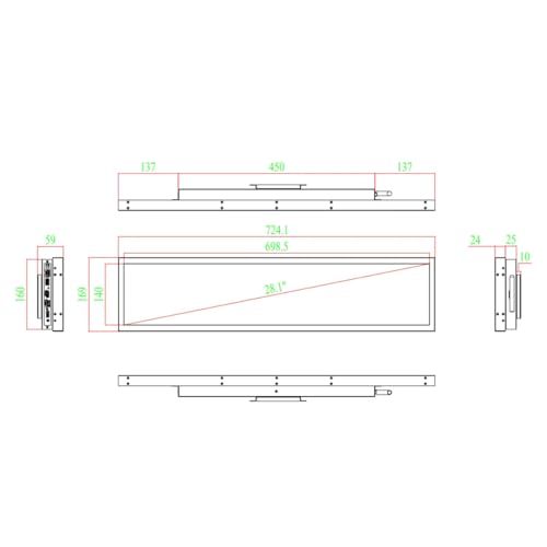 Image of 28.1 Inch (698.5x140mm Viewable) Android Stretched LCD Bar Display for Store Shelves | Cloud Platform /Mobile App /USB Media