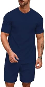 SMOWKLY Men's Premium Cotton Blend Pyjama Set || Stylish Round Neck T-Shirt and Shorts || Casual Night Suit Wear Set for Man