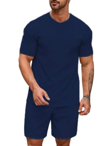 SMOWKLY Men's Pyjama Set - T-Shirt and Shorts Night Wear - Night Suit for Men