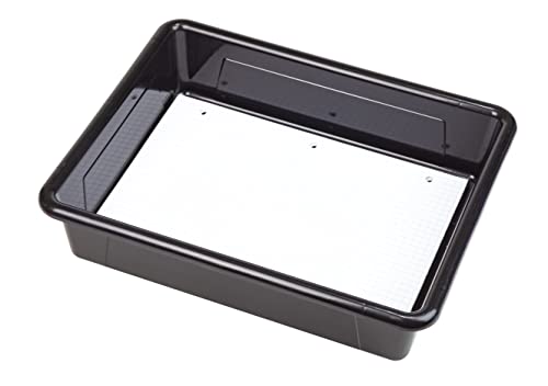 Image of Storex Letter Size Flat Storage Tray - Organizer Bin with Non-Snap Lid for Classroom, Office and Home, Black, 5-Pack (62535U05C)