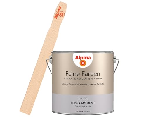 Alpina Feine Farben inkl. Rührstab – No. 20 Leiser Moment – edelmatte Innenfarbe - Wandfarben für einzigartige Farbwirkungen und Raumstimmungen – Graziles Graulila - 2,5 Liter