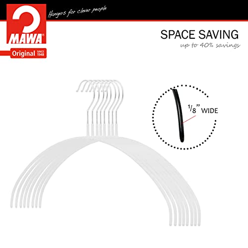 Mawa By Reston Lloyd Euro Ultra Light/Thin Series, Non-Slip Space-Saving Clothes Hanger For Shirts & Dresses, Style 40/Pt, Set Of 20, White #TOP3