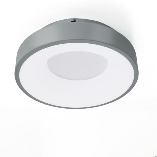 Alpinaluz Plafón LED de 28W Ø30cm 3500lm con Selector Color CCT 3000K/4000K/6000K, Diseño Redondo Metal Gris y Luz Lateral CRI85, para Techo Salón Comedor