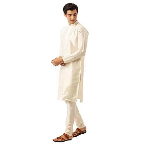 Image of SOJANYA (Since 1958, Men's Silk Blend Grey Kurta Pyjama & Silk Blend Jacket Combo