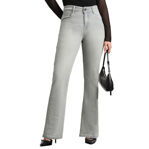Image of Urbano Fashion Women's Mid Rise Bootcut Washed Jeans Stretchable