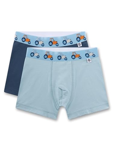 Sanetta Jungen-Hipshorts (Doppelpack) blau Traktor | Hochwertige und nachhaltige Unterhose für Jungen aus Baumwoll-Mix.