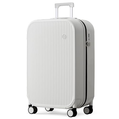mixi 26" Checked Hardshell Suitcase with Wheels, Smoke White