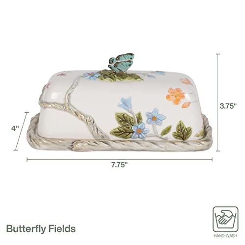 Fitz-and-Floyd-Butterfly-Fields-Covered-Butter-Dish-775-InchBlue Fitz and Floyd Butterfly Fields Covered Butter Dish 775 InchBlue