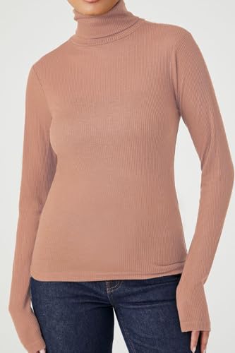 Image of Emmalise Womens Turtleneck Top Long Sleeves Fitted Ribbed Top