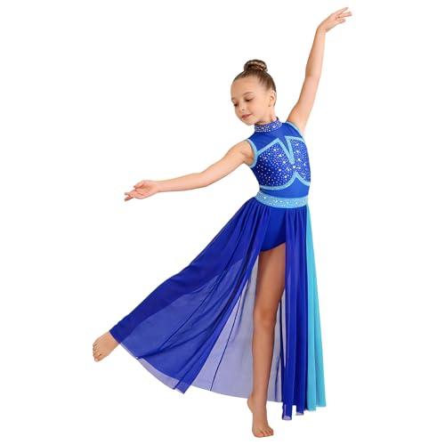 Robe de danse de salon pour fille et patinage artistique bleu ciel