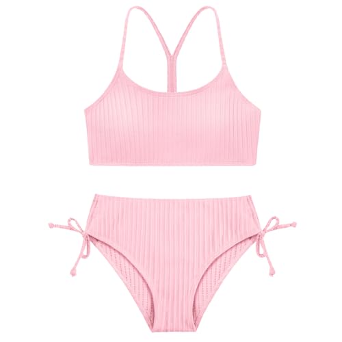 Image of Weixinbuy Girls Swimsuits Summer Bathing Suit for Teens Girls 2 Piece Bikini Set Solid Beach Swimsuit Swimwear for Girls
