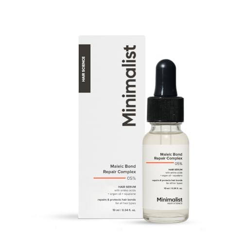 Image of Minimalist Serum for Repairing Damaged Hair | Maleic Bond Repair Complex 05% Hair Serum with Amino Acids, Argan Oil & Squalane | For Women & Men | For All Hair Types | 10 ml
