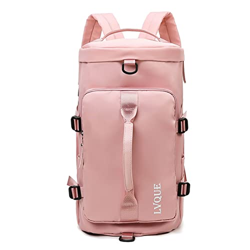 FANDARE Travel Handbag Sports Gym Backpack Weekender Carry On Overnight Bags for Women Men Duffle Bag Sport Totes Handbags Workout Gym Swim Hospital Shoulder Bag with Shoe Compartment Light Pink