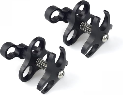 Aluminum Ball Clamp Joint Bracket Arm, 1-inch Double Spring Design, Black, 2-Pack
