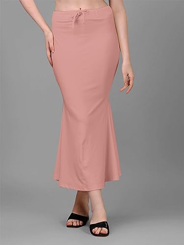 Image of Women's Saree Shapewear Petticoat, Cotton Blend Stretchable Mermaid Skirt, High Waist Tummy Control, Smooth Curve Fit with Adjustable Drawstring