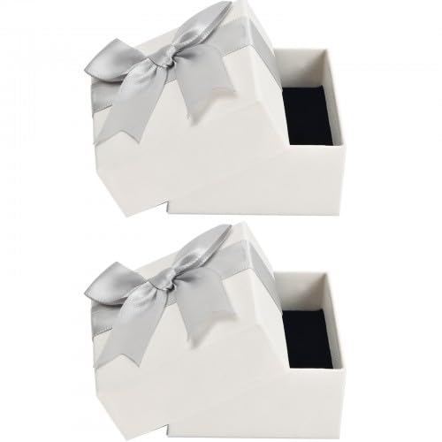 Naapesi 2 Pieces Small Gift Boxes White Kraft Jewellery Gift Boxes Favour Box With Lid For Ring Bracelet Earring Necklace Boxes With Ribbon Bow Knot For Diy Wedding And Party Gifts Or Present