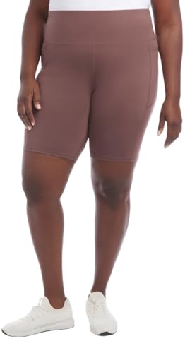 Danskin Pacote com 2 shorts femininos de bicicleta de peso médio, Acádia marrom/preto com nervuras,