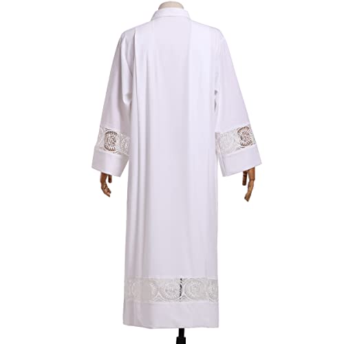 BLESSUME Catholic Priest Alb Pleated Lace Pulpit Liturgical Cotta Vestment Robe4