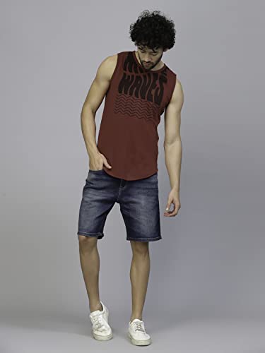 Image of Rigo Stylish Cotton Printed Vest for Men | Round Neck, Slim Fit, Sleeveless T-Shirt Vest for Men | Casual Innerwear Sando for Men & Boys - Perfect for Workouts Gym, Vacations, and Beaches Maroon