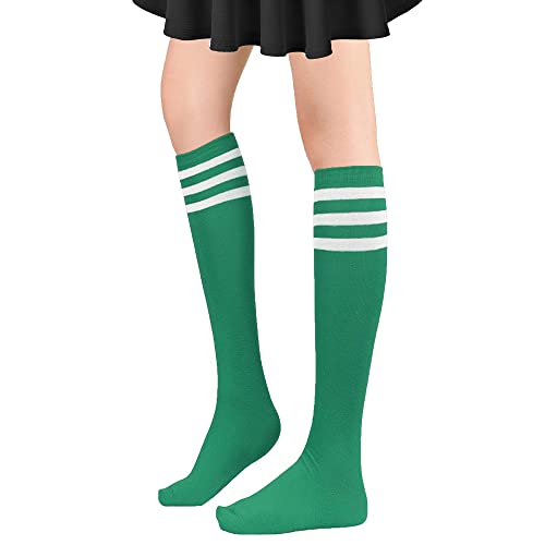 Image of DOOVID Casual Knee High Socks for Women Tube Socks Elasticity Athletic Socks Thin Stripe Knee High Stockings