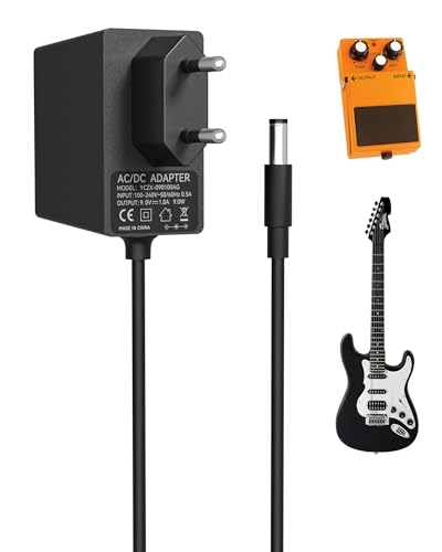 9V 1A Netzteil für Gitarren Pedale, für Boss Gitarreneffekte Gitarrenpedale Elektrische Klaviertastatur, Roland Musikinstrumente, Casio Keyboard, ME-80-70-25 ME-50B GT-100 GT-1, Buchse 5,5mm x 2,1mm