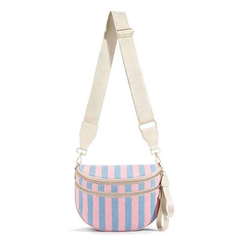 Image of hibear Checkered Crossbody Bag Spacious Bum Bags for Women Nylon Crossbody Fanny Packs Checkered Purse Belt Wallet