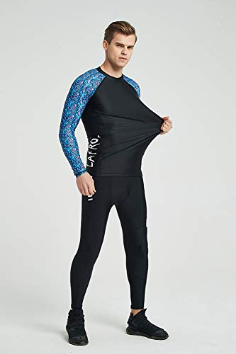 LAFROI Men's Long Sleeve UPF 50+ Baselayer Skins Compression Rash Guard (Swirl, XXL)