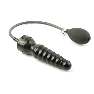 Rubberfashion Latex anale plug opblaasbare mini geribbelde anale butt plug met pomp voor vrouwen en mannen 15 x 4 cm