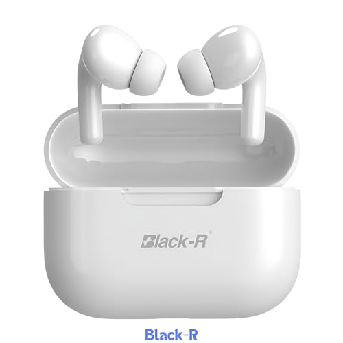 Image of Black-R Truly Wireless Bluetooth in Ear Earbuds with Active Noise Cancellation Buds, Bombastic Bass, Type C Fast Charging, 4Mics for Calling, v5.4 Bluetooth TWS, Wireless Earphones with mic, White