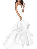 Prom Dress Long Evening Gown Mermaid Trumpet Prom Dresses Strapless Sweetheart Evening Dress White...