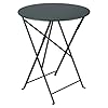 Bistro 24 Round Table Lacquered Steel Folding Table for Two to Three People No Parasol Hole Outdoor Indoor Use Cedar Green