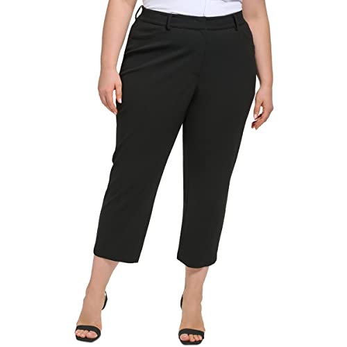 Calvin Klein Womens Plus Office Solid Ankle Pants Black 14W
