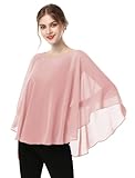 Casual Chiffon Cape Soft Shawl Sheer Shrugs Poncho Capelets shawls and Wraps for Women (Blush)