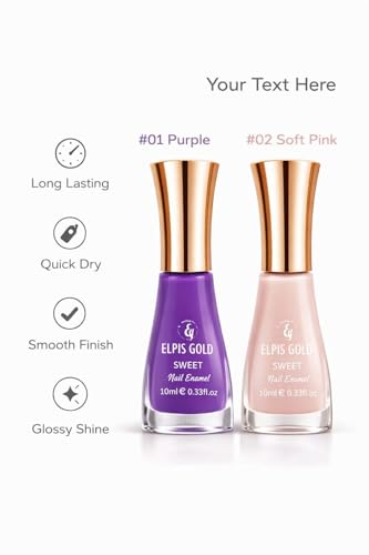 Image of Nail Paint Combo Pack of 2 | Quick Dry | Long Lasting | Glossy Finish (Purple Nude Combo)