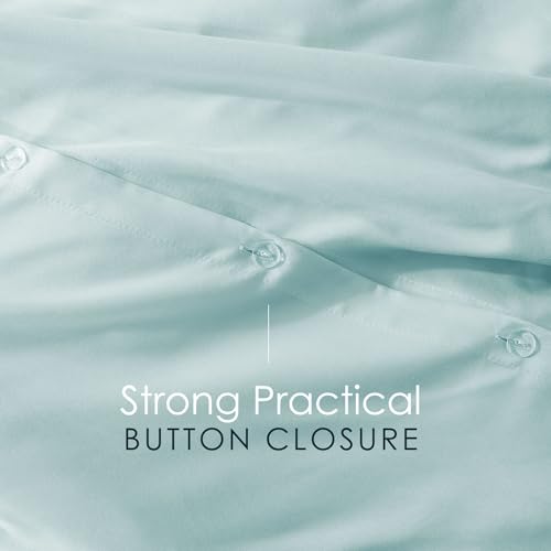 Image of Hearth & Harbor Light Blue Duvet Cover with Fitted Sheet Full Size | 4 Piece Soft Double Brushed Bedding Set, Button Closure, 1 Duvet Cover 80x90 Inches, 1 Fitted Sheet, 2 Pillow Shams
