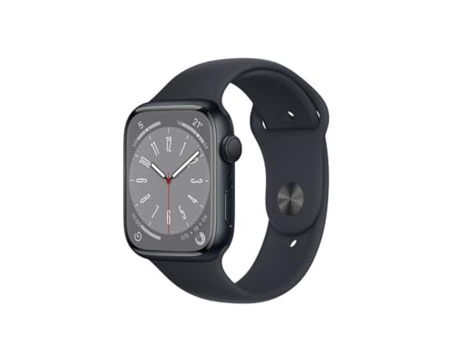 Apple Watch Series 8 GPS, Boîtier en Aluminium Minuit de 45 mm, Bracelet Sport Minuit - Regular